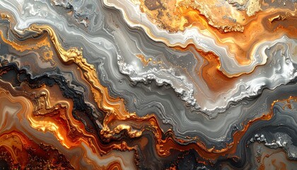 Abstract Swirling Layers of Earthy Tones and Metallic Sheen.