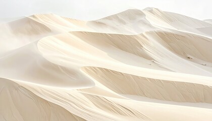 Expansive Sand Dunes Under a Hazy Sky.