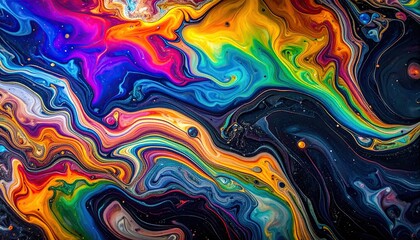Vibrant Rainbow Swirls of Abstract Liquid Art.