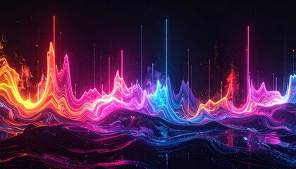 Vibrant Neon Sound Wave Visualization with Fiery and Electric Colors.