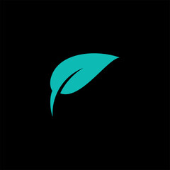 flat style leaf design logo, on black background