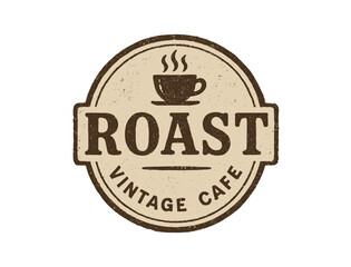 Vintage cafe coffee logo with rustic roast design and retro style