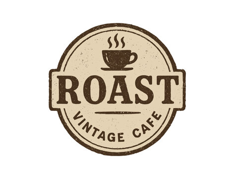 Vintage cafe coffee logo with rustic roast design and retro style
