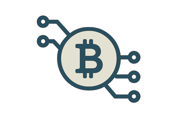 Digital currency symbol integrated into a complex decentralized network structure representing global finance and technology