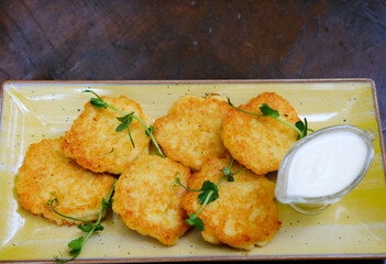 mash potato pancakes,so simple pan fried potato pancake using leftover mashed potatoes. High quality photo