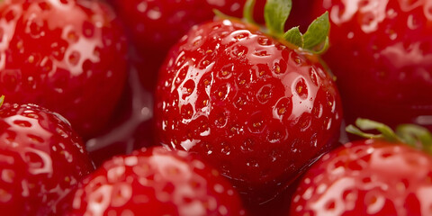 Glossy Red Strawberries Close-Up
