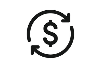 Dollar currency exchange symbol with circular refresh arrows for financial flow