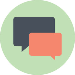 Two Speech Bubbles Chat Icons In Light Green Circle On Transparent Background Representing Communication Conversation And Messaging