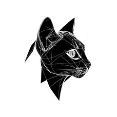 Obraz premium Cute black cartoon cat head vector illustration
