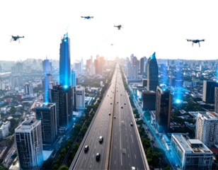  Smart Transportation and IoT Technology in Modern City PNG