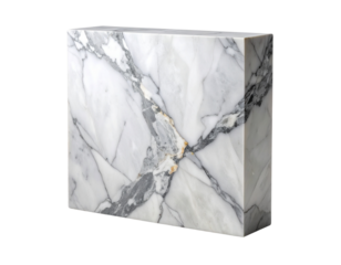 Vertical Marble Slab with Subtle Gray Veins on Reflective White Surface PNG