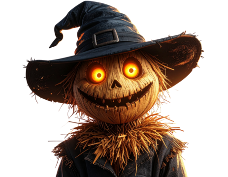  Spooky Yet Playful Scarecrow with Black Witch Hat