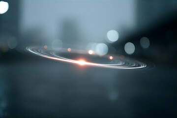 Abstract light trails with bokeh background. Concept of data transfer, digital technology and futuristic communication for presentation.