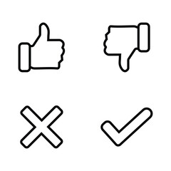 Approval and Rejection Line Icon Set
