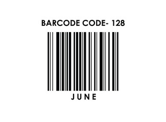 Code 128 June Month EAN Barcode Isolated on White Background