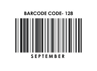 Code 128 September Month EAN Barcode Isolated on White Background
