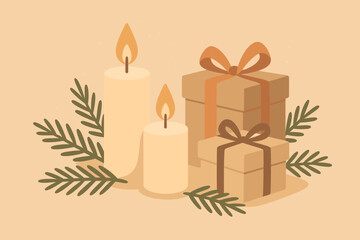 Still celebration gentle glowing holiday peace life warm symbolizing vector illustration wrapped