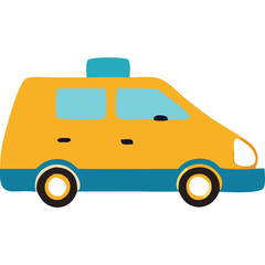 Simple Yellow And Blue Van With Transparent Background For Transportation Services And Travel Graphics