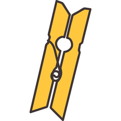 Simple Yellow Clothes Pin Object Isolated on White Background with a Transparent Background Element