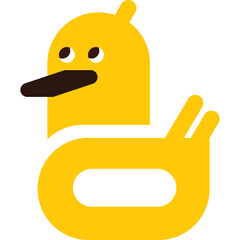 Simple Yellow Duck Illustration with Brown Beak and Eyes on a Transparent Background Minimalist Design