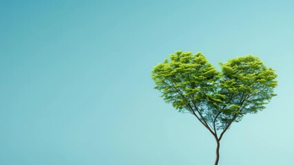 Green Heart of Nature: A tree, shaped like a heart, stands against a bright, clear sky, symbolizing love for the planet and environmental stewardship. 