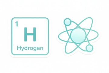 Hydrogen element symbol with atomic structure illustration representing molecular significance in chemistry and scientific advancements showcasing fundamental principles of matter composition