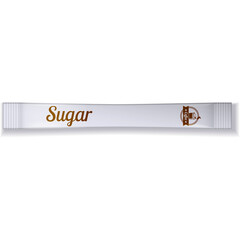 White Paper Sugar Packet with Brown Script Text and Abstract Logo Isolated on Transparent Background
