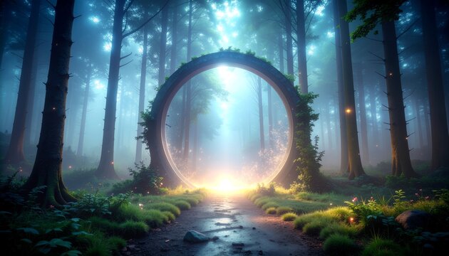 Enchanted Forest Portal - A Mystical Gateway to Another World. - Powered by Adobe