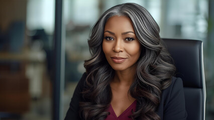 Powerful Senior Executive Woman Smiling Confidently in Office