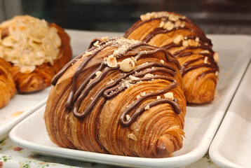 Chocolate Croissant in a Coffee Shop