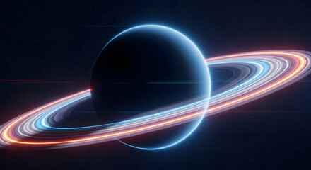 Mystic cosmic sphere with luminous rings creating a captivating galactic aura evoking deep space visuals and endless