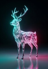 Luminous Stag Sculpture with Modern Aesthetic Against Dark Studio Backdrop