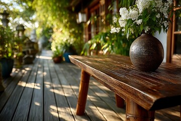 Bamboo table design for cozy veranda retreats high resolution picture