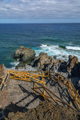 Scenic landscape of the Atlantic Ocean near Piscina Natural La Maceta, Frontera, El Golfo, El Hierro Island, Canary Archipelago, Spain