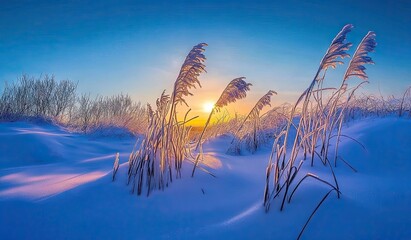 A photograph of the beautiful winter sunset 
