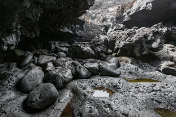 Scenic landscape of Charco Azul beach on El Hierro Island, Spain, Europe