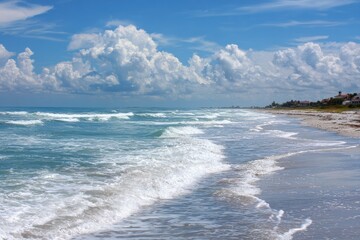 Sunny Spring Day at Sea Ranch Beach in Indialantic, Florida: A Serene Escape by the Ocean and Soft Sand