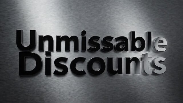 Striking metallic text announces unmissable discounts on a textured background.