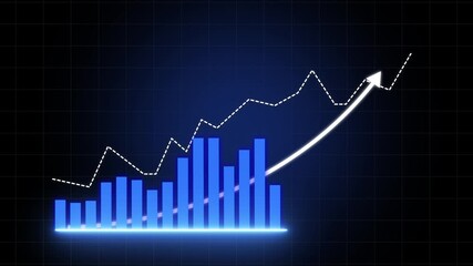 Business graph growth concept in allusive graph chart showing marketing sales profit increasing to future target. Excellent financial status of corporate business positive trend. - Powered by Adobe