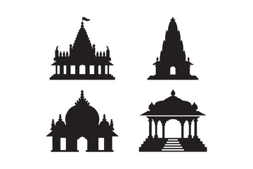 Obraz premium Silhouettes of diverse indian temple architectural styles