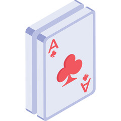 Two Playing Cards The Ace Of Clubs And An Unseen Card Stacked Together With Light Blue Background And Red Symbols A Clean Isometric Graphic Illustration