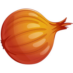 Single Orange Onion Vegetable With Translucent Papery Skin And Root Fibers Isolated On White Background Vibrant Healthy Food Ingredient