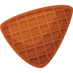 Single Ice Cream Cone Shaped Waffle with Grid Pattern in a Warm Brown Tone Isolated on White Background