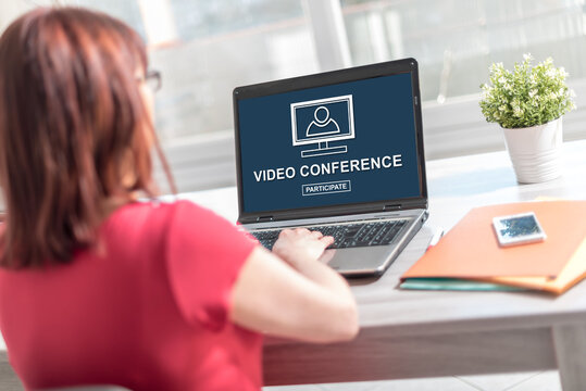 Video conference concept on a laptop screen
