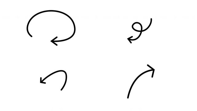 Doodle arrows hand drawn direction movement refresh pointer
