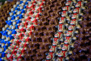 Artisanal gingerbread man chocolates at the Strasbourg Christmas Market, France