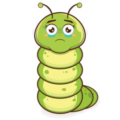 worm crying face cartoon cute