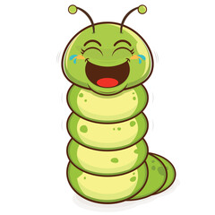 worm laughing face cartoon cute