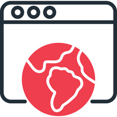 Web Browser Window Displaying Planet Earth Icon With Transparent Background Suitable For Global Technology And Internet Concepts