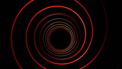 A Dynamic Spiral of Fiery Red and Orange Light Trails in Darkness